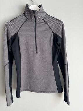 Under Armour Women's S Quarter Zip Striped Thumbhole Athletic Gym Top Pullover